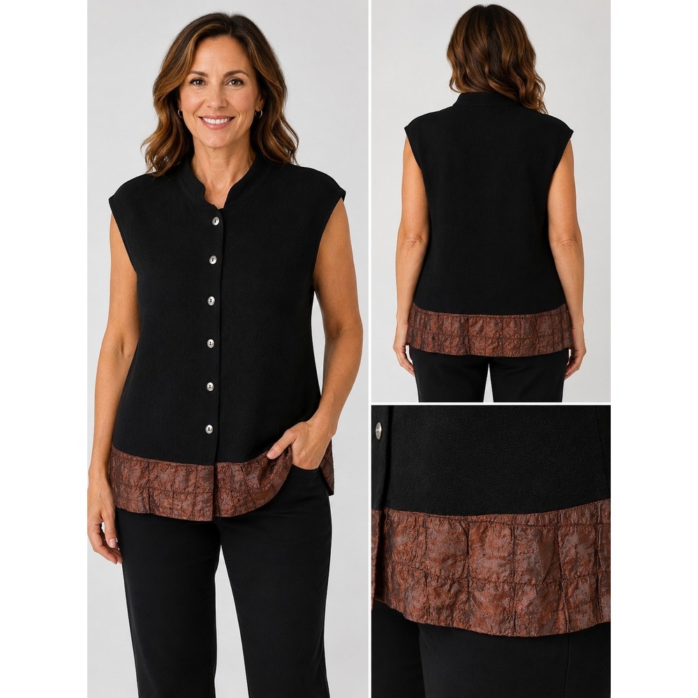 MOONLIGHT Fashion Design Women's Sz L Wearable Art Tunic Top Dressy Boho Y2k